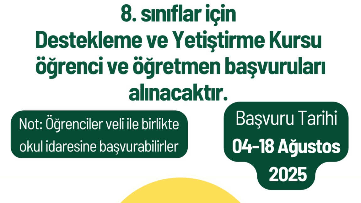8 Sınıflar DYK Kursu Öğretmen ve Öğrenci Başvuruları